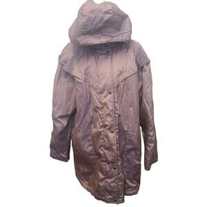 VTG Fleet Street  Woman’s L Midi Coat Purple Shimmer Iridescent Zip Button FLAW